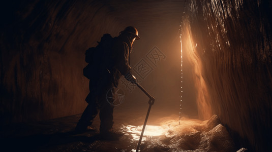 矿工在隧道中作业现场图片