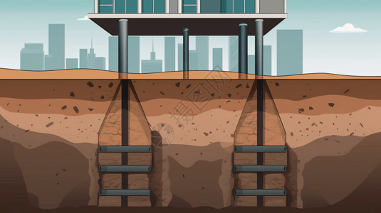 基础施工为建筑物设置的基础平面插图插画