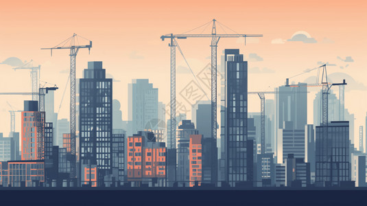 空旷城市高层建筑平面插图插画