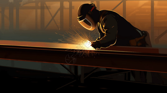 焊工在施工现场的插图高清图片