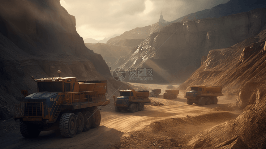 大型矿场的资源运输场景图片