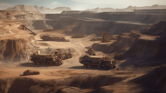 大型采矿卡车运输资源场景背景图片