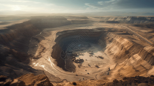 沙漠矿区的全景图片