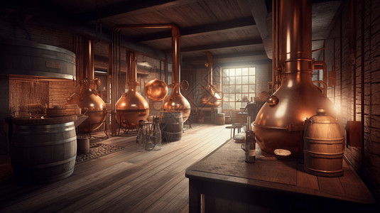 酿蒸馏器酿酒厂内部图设计图片