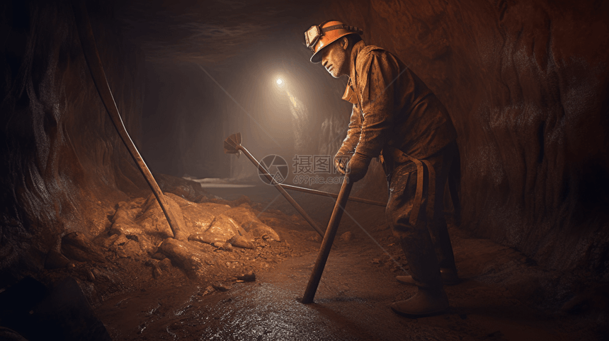 矿工在隧道中提取资源场景图片