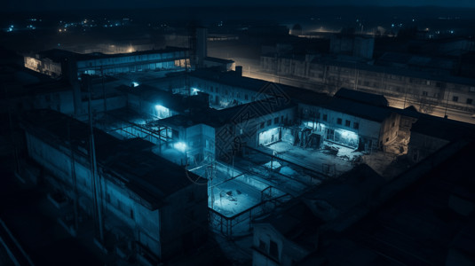 废弃工厂小镇3D概念图图片