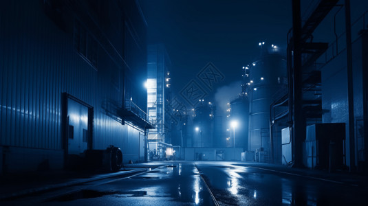 夜间工业园区高清图片