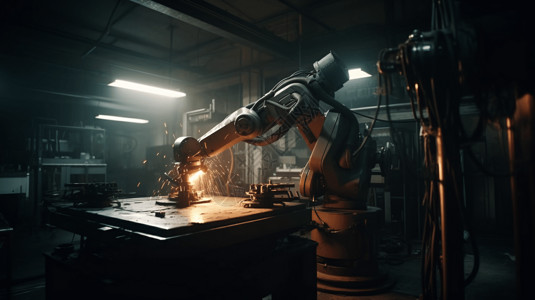 修理工厂工厂修理工业机器的机器人设计图片