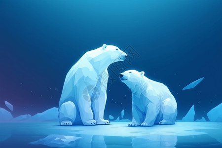 两只北极熊图片