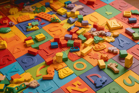 记单词单词卡和字母块玩具背景