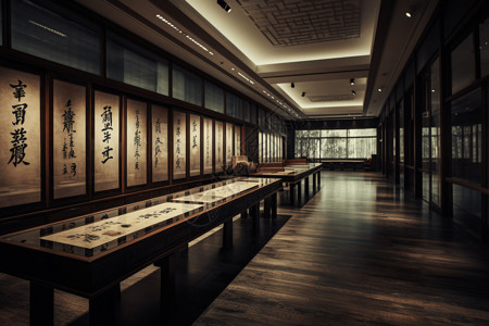 羌族书法艺术字中国书法展览背景