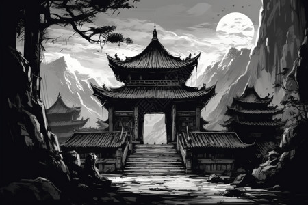 中国古代山门插画