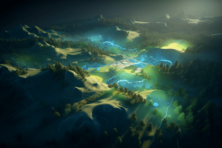 绿色平原山脉的环境模拟图片