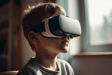 男孩使用VR眼镜背景图片