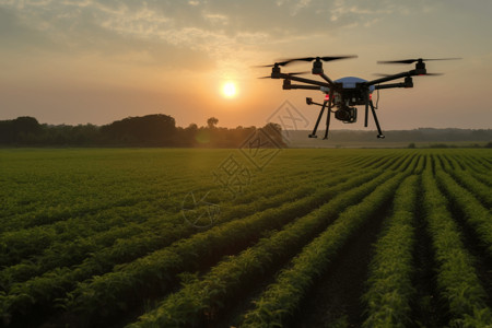自动无人机在农作物上喷洒肥料和农药图片