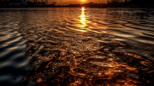 耀眼的太阳泛着波光的水面背景