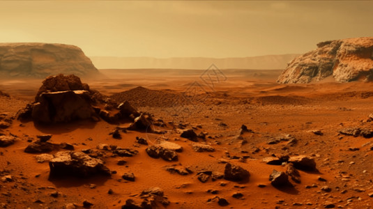 沙土背景火星表面的岩石设计图片