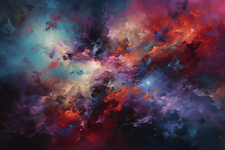 华丽的星云抽象组合油画高清图片