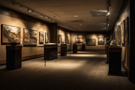 安静的展厅陈列艺术品背景图片