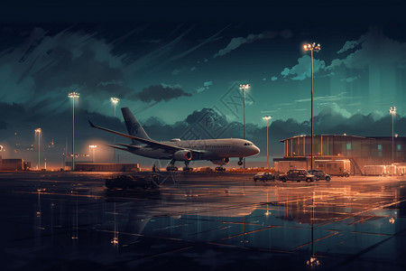 机场宁静的夜间场景图片