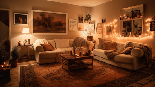 温馨慵懒风格大地毯客厅背景图片