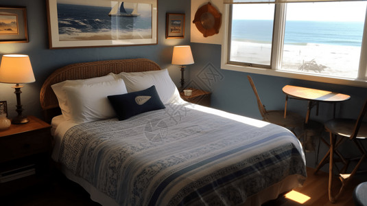 温馨室内装修海边的温馨卧室设计图片