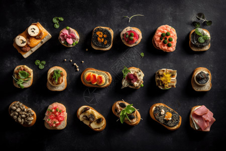 宴会上的开胃菜美味的蘑菇设计图片