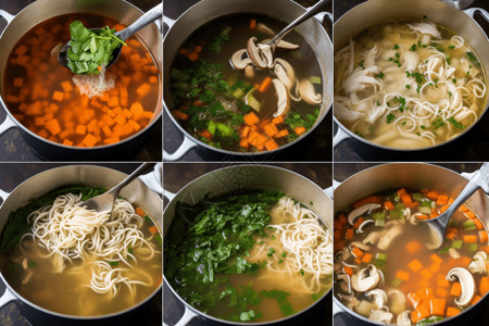汤面美味的六碗面条设计图片