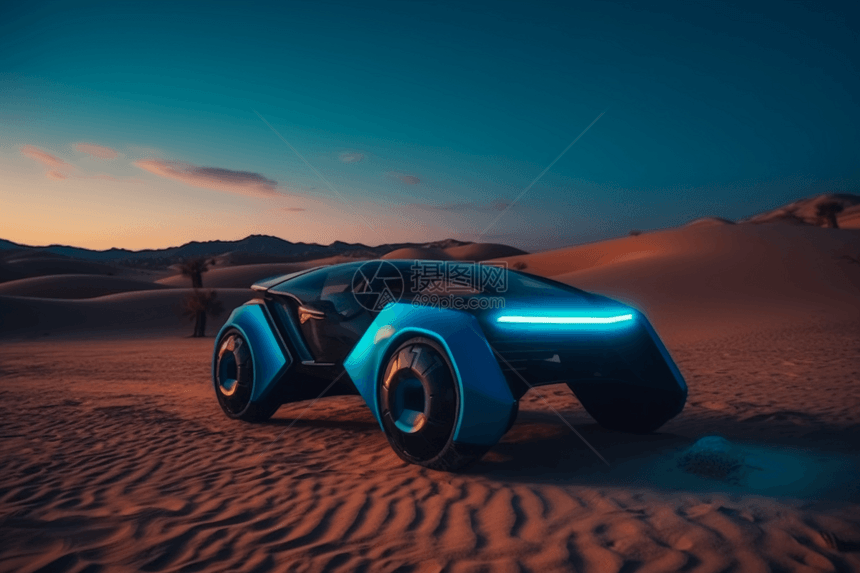 沙漠与未来汽车图片