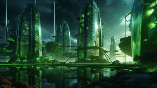 未来绿色城市背景图片