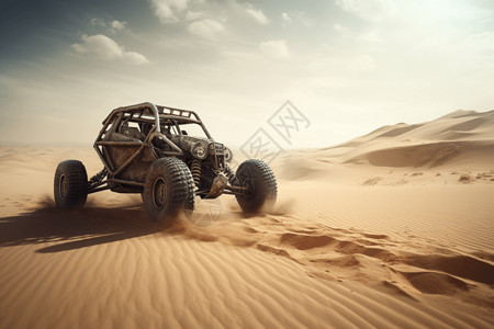 沙漠与越野车背景图片