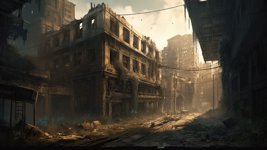 废弃城市背景图片