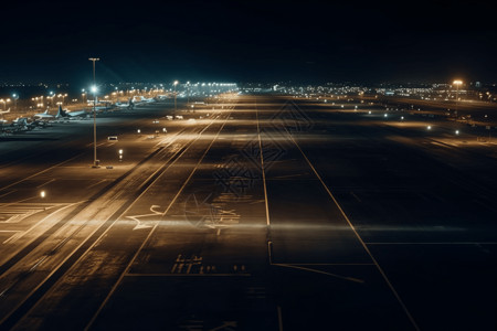 夜间机场跑道图片
