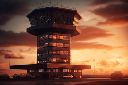 远处机场控制塔高清图片