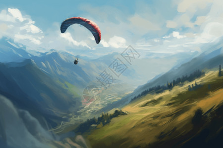 滑翔伞飞过天空图片