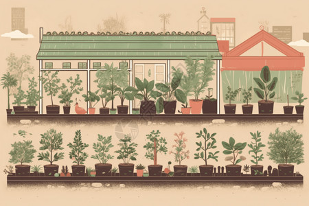 植物花园插画背景图片