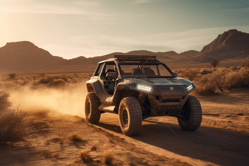 沙漠中的电动越野车图片