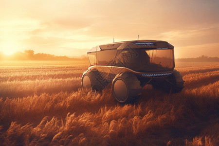 农场机器未来机器在农田中作业灌溉设计图片
