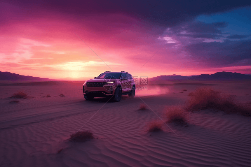 自动驾驶汽车穿越沙漠图片