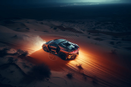 沙漠中的科技赛车背景图片