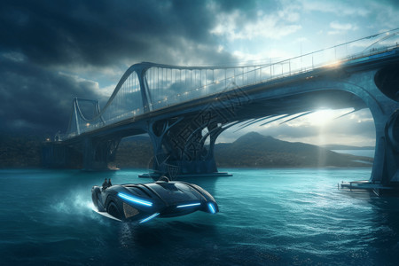 现实主义水陆两用的电动汽车背景图片