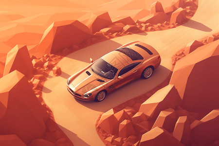 沙漠路上的概念车图片
