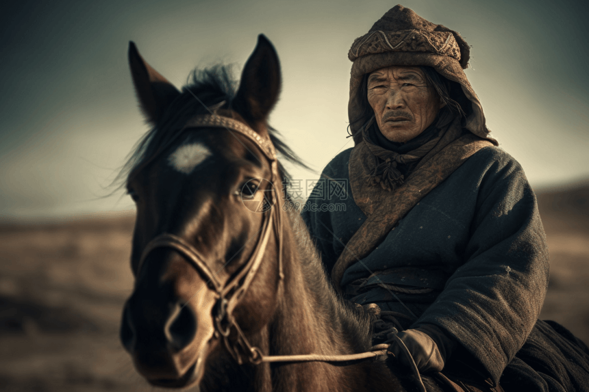 骑马的老人图片