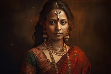 美丽的新娘印度传统服装高清图片