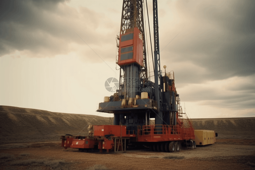 陆地上的大型石油钻进机器图片