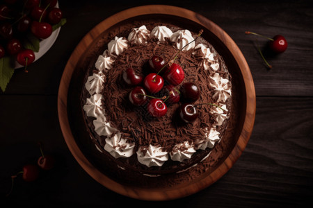 盘子上的巧克力蛋糕背景图片