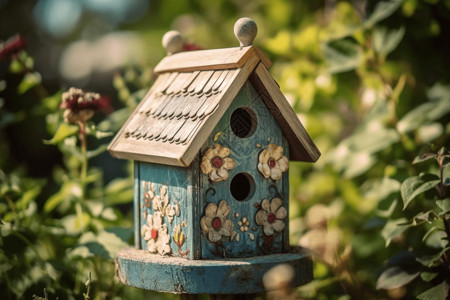 带花朵的小屋子背景图片