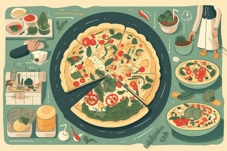 切披萨等切的披萨插画