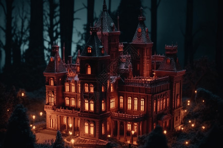 吸血鬼城堡森林里的城堡设计图片