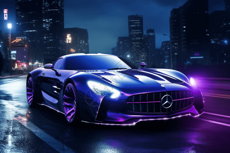 紫色的梅赛德斯跑车设计图片